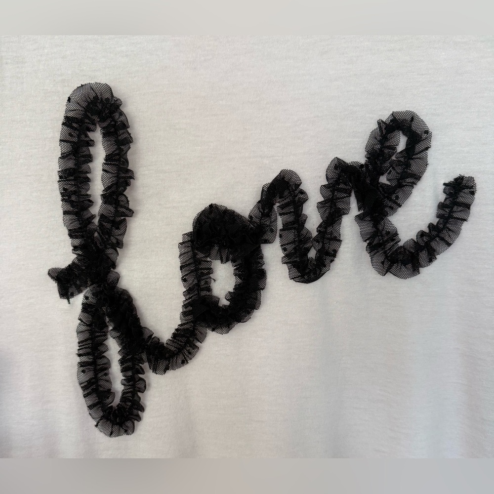 Victoria's Secret Pink Love Script Pajama Tee, Lace Lettering, Lounge Top, XL - Picture 2 of 5